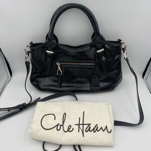 Authentic COLE HAAN Black Leather Hand Purse Bag NEW With Matching Wallet